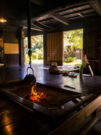 View of food on barbecue grill