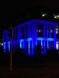 Illuminated building at night