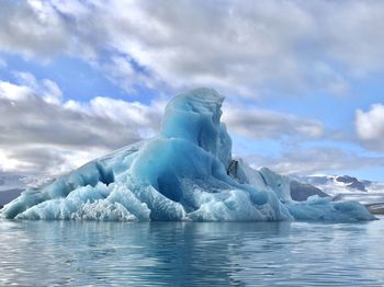 Scenic view of frozen sea against sky