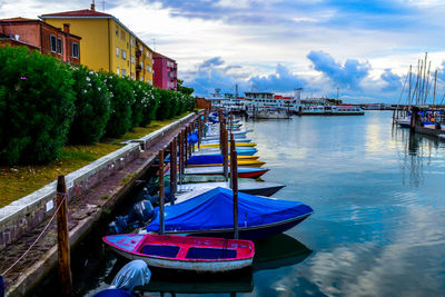 River and boat station in venice, italy