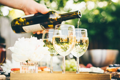 Close-up of hand holding wineglass