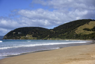 Scenic view of beach against sky