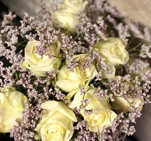 High angle view of rose bouquet