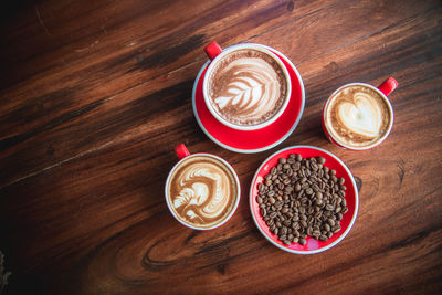 High angle view of coffee on table