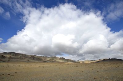 Scenic view of arid landscape against sky