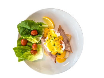 High angle view of breakfast in plate