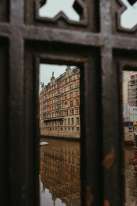 Hamburg speicherstadt through the gates of a bridge