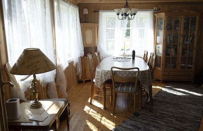 Empty chairs and table at home