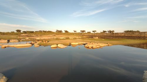 Scenic view of lake against sky