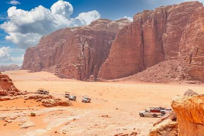 Panoramic view of rocky mountains against sky