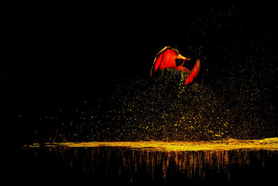 Light painting against sky at night