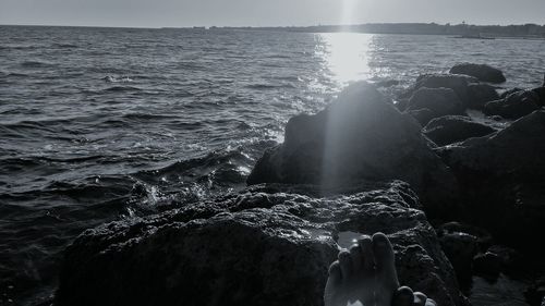 Scenic view of sea against clear sky