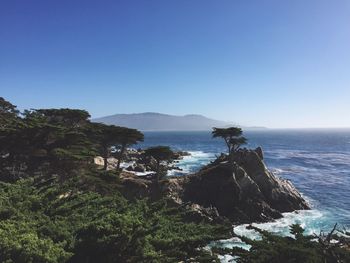 Scenic view of sea against clear sky