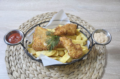 High angle view of food on table