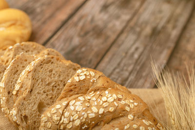 Close-up of wheat on table