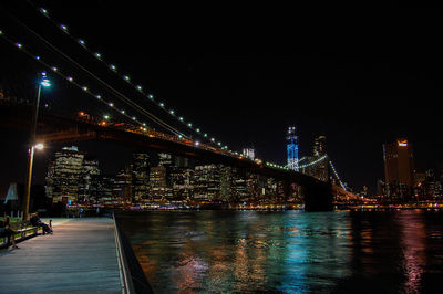 Bridge over river at night