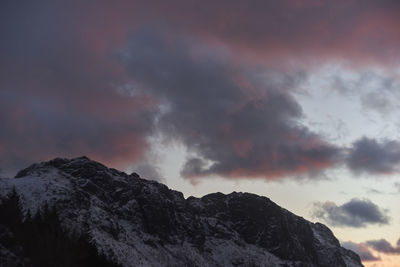 Scenic view of mountains against sky during sunset