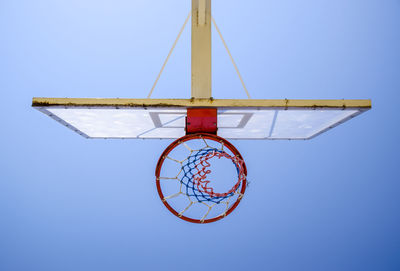 Low angle view of basketball hoop against sky