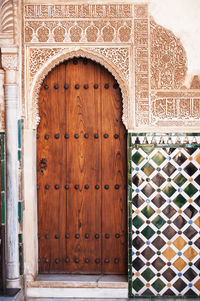 Closed door of old building