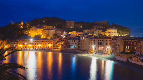 Illuminated city at night