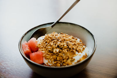 Close-up of food in bowl on table