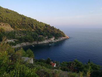 High angle view of sea against sky