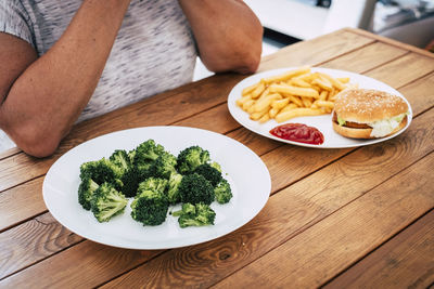 High angle view of food on table