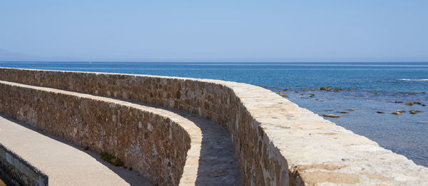 Scenic view of sea against clear sky