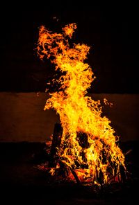 Close-up of bonfire at night