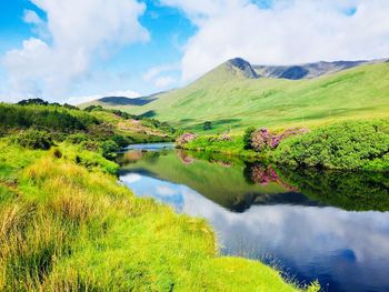 Scenic view of lake against sky