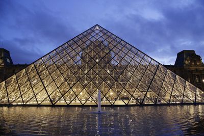 Reflection of building in lake