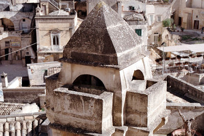 High angle view of matera city