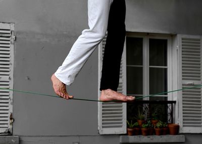 A tightrope walker in paris 