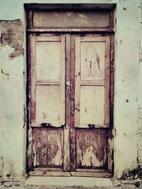 Closed door of old building