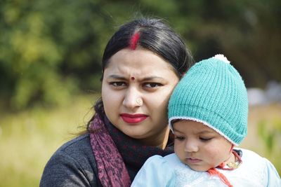 Portrait of mother and daughter