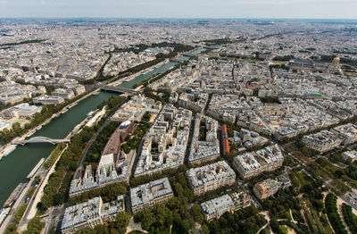 View of paris and the seine from the eiffel tower