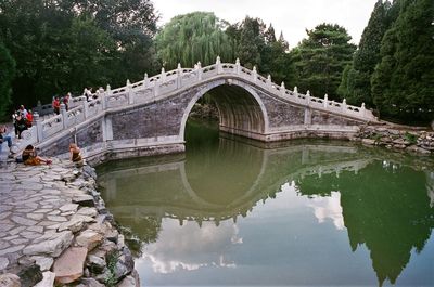 Arch bridge over lake