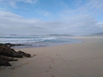 Scenic view of beach against sky