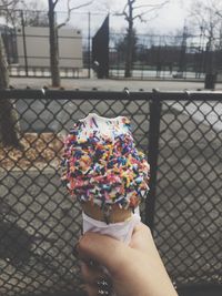 Woman holding ice cream 