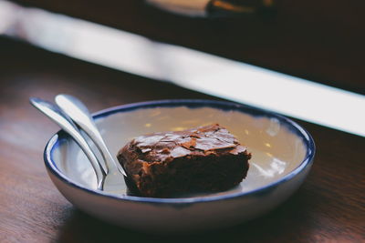 Close-up of dessert in plate on table