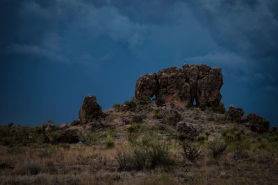 Low angle view of rock formation on land against sky in big bend national park - texas
