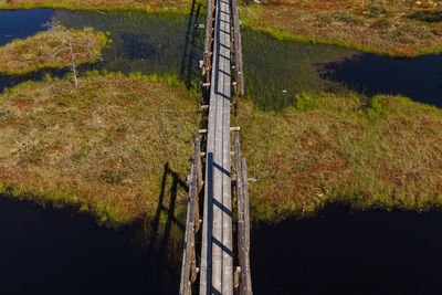 High angle view of trees on field during autumn