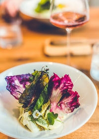 Close-up of drink served on table