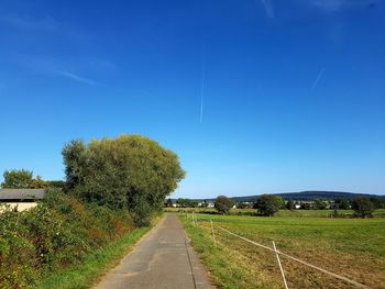 Empty road along trees on landscape