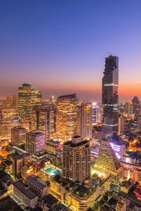 Illuminated cityscape at night