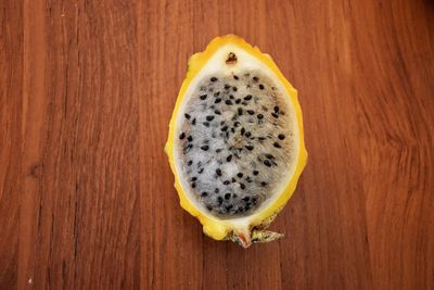 High angle view of lemon on table