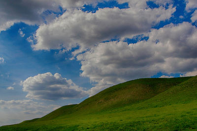 Scenic view of green landscape against sky