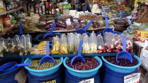 Various vegetables for sale at market stall