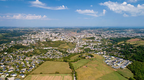 Aerial view of townscape against sky