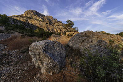 Rock formation against sky